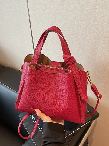 Bolso Cubo de Cuero PU Minimalista Urbano para Mujer Gran Capacidad Bolso de Hombro Cruzado Casual Commuter