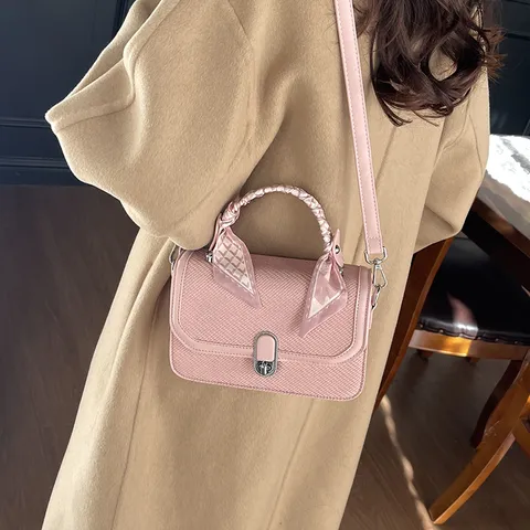 Bolso Bandolera Minimalista De Cuero PU Para Mujer Color Sólido Pequeño Bolso De Mano Cuadrado Bolso Informal Solapa Asa Superior