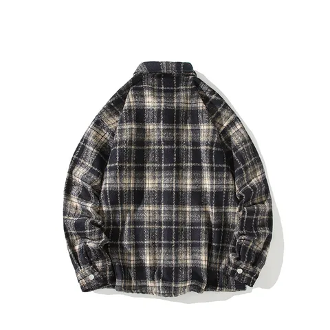 Giacca a Camicia di Flanella a Quadri da Uomo Vestibilità Comoda Manica Lunga Casual Misto Lana Cappotto Autunno Inverno Top