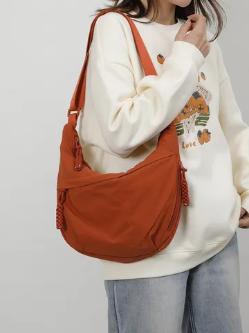 Mujer Nailon Bolso Bandolera Casual Dumpling Bolso Ligero Gran Capacidad Bolso de Hombro Media Luna Bolso Diario