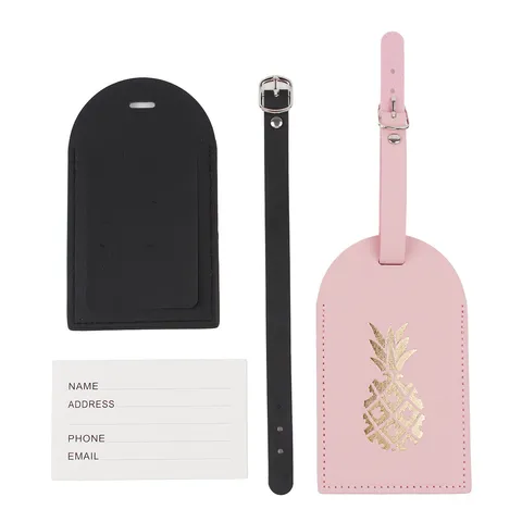 Etichetta per Bagaglio in Pelle PU Impermeabile Stampa Oro Ananas Da Viaggio Valigia Etichetta Identificativa Accessori Borsa Unisex