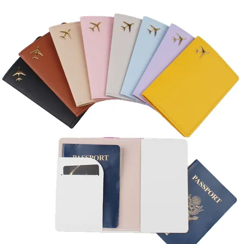 Portapassaporto di Viaggio in Pelle PU Con Logo Aereo 3D Custodia Protettiva Borsa Documenti Unisex Portafoglio Carte