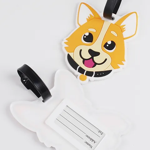 Cute Cartoon Corgi Dog Luggage Tag PVC Travel Suitcase Identifier Bag Pendant Anti-lost ID Label For Women Kids Travel Accessory