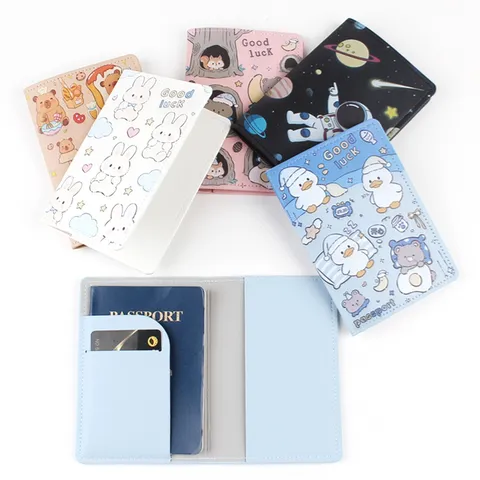 Funda para Pasaporte de Dibujos Animados de Capibara Lindo Cuero PU Cubierta Protectora Impresa Organizador de Documentos para Hombre Mujer