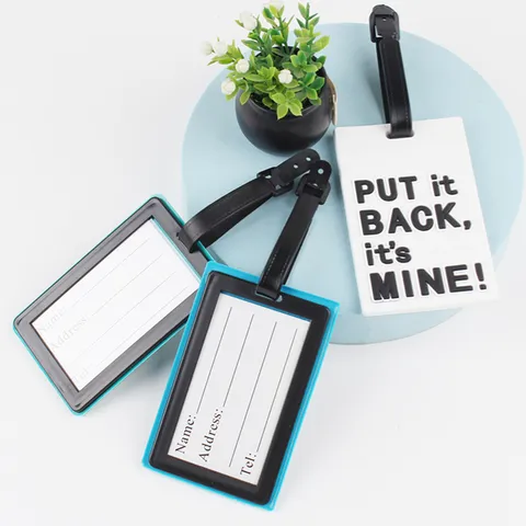 PVC Soft Rubber Luggage Tag English Letter Slogan Suitcase ID Label Anti-Lost Boarding Tag Travel Bag Identification Accessories