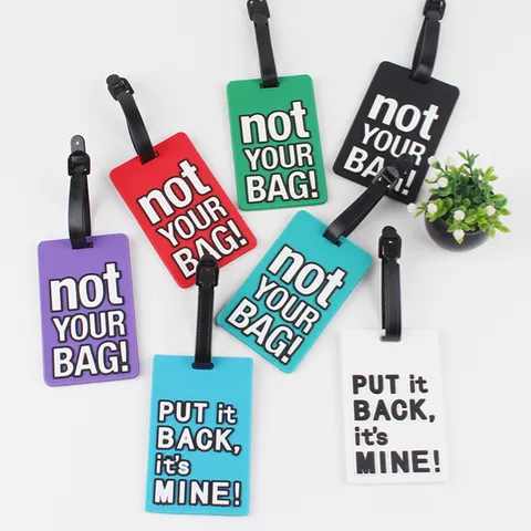 PVC Soft Rubber Luggage Tag English Letter Slogan Suitcase ID Label Anti-Lost Boarding Tag Travel Bag Identification Accessories