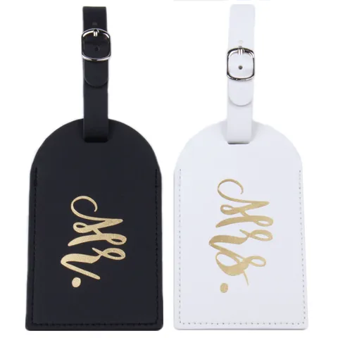 Creatieve Koppel Bagagelabels PU Leer Reiskoffer ID Labels Mr en Mrs Warmdruk Koffer Tag Huwelijkscadeau