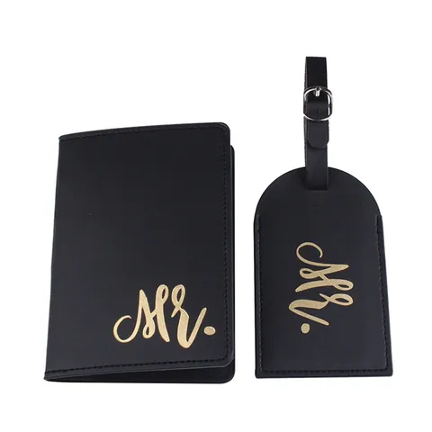 PU Leder Koppel Paspoorthouder En Bagagelabel Set Mr Mrs Letter Reisdocumenten Case Bruiloft Feest Cadeaus Accessoires