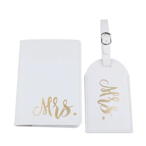 PU Leder Koppel Paspoorthouder En Bagagelabel Set Mr Mrs Letter Reisdocumenten Case Bruiloft Feest Cadeaus Accessoires