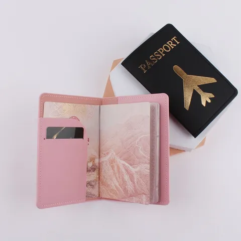 Porta Passaporto Minimalista in Pelle PU Tinta Unita Custodia per Passaporto da Viaggio d Affari Portafoglio per Uomo Donna Unisex