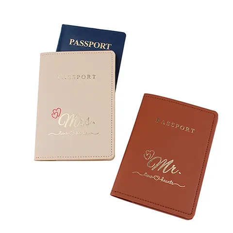 Portapassaporto per Coppie in Pelle PU Portafoglio da Viaggio Custodia con Lettere Goffrate Organizzatore di Documenti Regalo di Nozze Borsa per Carte
