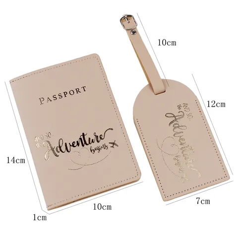 Set Porta Passaporto E Etichetta Per Bagagli In Pelle PU Organizzatore Per Documenti Di Viaggio Multifunzionale Con Stampa A Caldo Aereo Motivo Lettere Per Uomo Donna