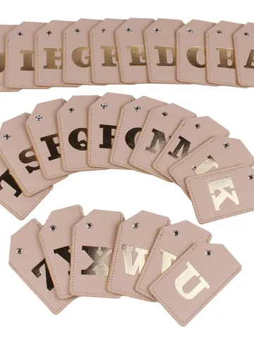 Etichetta per Bagaglio con Iniziale in Pelle PU Con Anello in Filo d'Acciaio Inossidabile Alfabeto Bronzato Etichetta ID per Valigia Accessori da Viaggio
