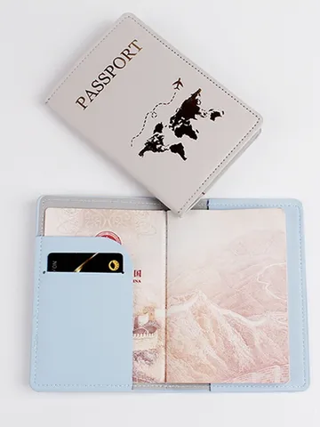 Porta Passaporto in Pelle PU Set Etichetta Bagaglio Mappa del Mondo Copertura Passaporto Organizzatore Documenti Biglietti Accessori per Viaggi