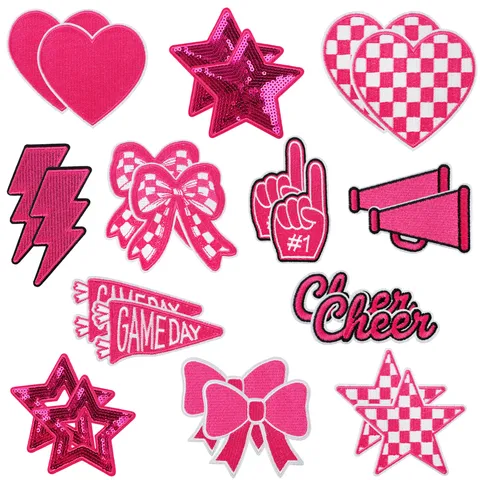 Embroidered Patches Iron On Applique DIY Decorative Clothing Patches For Jeans Backpacks Cute Heart Star Bow Iron-On Badges