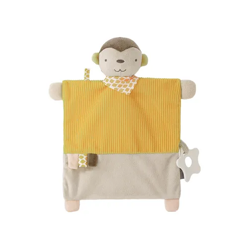 Baby Soothing Plush Toy Monkey Comfort Blanket Soft Stuffed Animal With Teether For Infant Sleep Companion