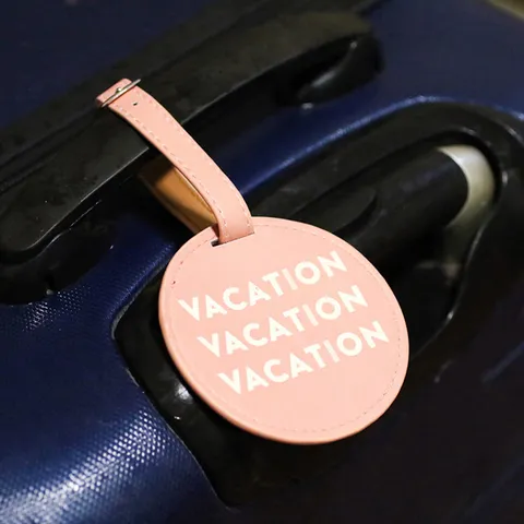 Round PU Leather Luggage Tag Travel Bag Suitcase Identifier Airplane Print Vacation Luggage Labels Boarding Pass Privacy Cover