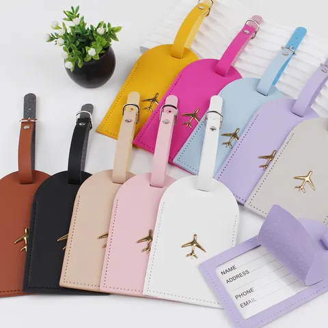 Etichetta per Bagaglio in Pelle PU con Logo Aereo 3D Coperchio Privacy Etichetta per Valigia Accessorio da Viaggio