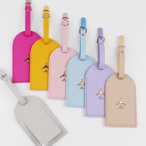 Etichetta per Bagaglio in Pelle PU con Logo Aereo 3D Coperchio Privacy Etichetta per Valigia Accessorio da Viaggio