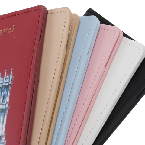 Portapassaporto in Pelle PU Custodia con Motivo di Monumento Portafoglio da Viaggio Clip per Biglietti Slot Multipli Organizzatore di Carte Impermeabile per Unisex