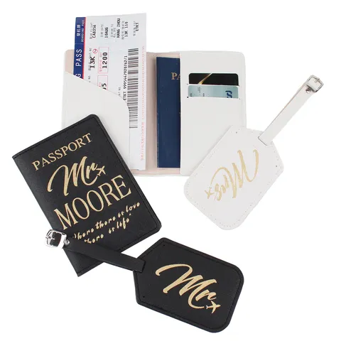 Mr En Mrs Paspoorthouder En Bagagelabel PU Leer Reisportemonnee Paspoorthoes Bagage Identificatie Bruiloft Cadeau Voor Koppels