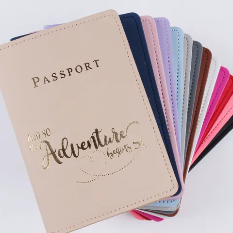 Portapassaporto in Pelle PU Stampa a Caldo Oro Lettera Organizzatore Documenti di Viaggio Portacarte Custodia Protettiva per Unisex