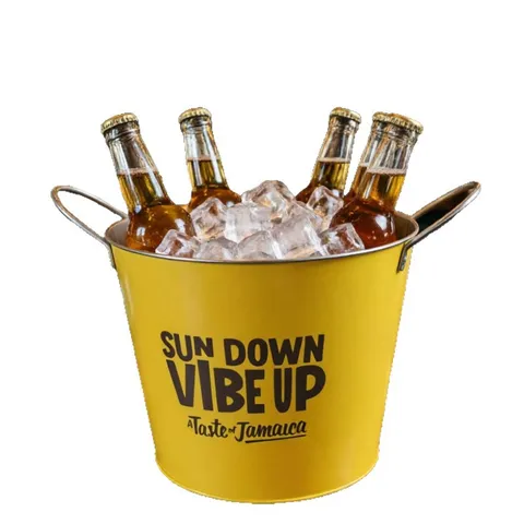 Galvanisiertes Eisen Eiskübel Metall Bier Eimer Mit Griffen Tragbare Champagner Kühler Für Bar Party Strand Outdoor