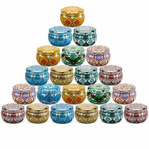 Retro Mandala Pattern Tinplate Storage Canister Round Metal Aromatherapy Candle Tin Empty Small Container Decorative Gift Box