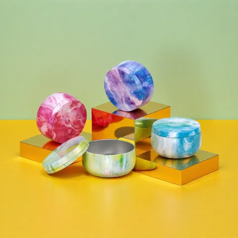 Caja Redonda de Hojalata de Metal de Gran Capacidad para Té Caramelos Galletas y Velas Perfumadas Contenedor de Almacenamiento Decorativo