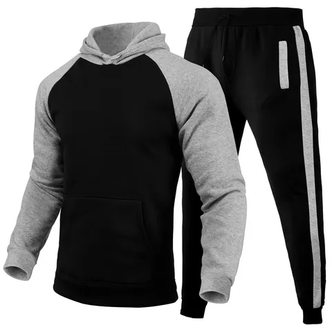 Tuta Sportiva con Felpa con Cappuccio Casual da Uomo Set di Due Pezzi Tinta Unita Felpa a Manica Lunga con Pantaloni della Tuta Abbigliamento Sportivo