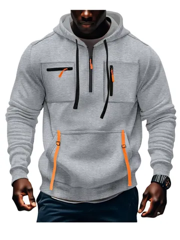 Felpa con Cappuccio e Cerniera da Uomo a Manica Lunga Spessa Abbigliamento Sportivo Casual