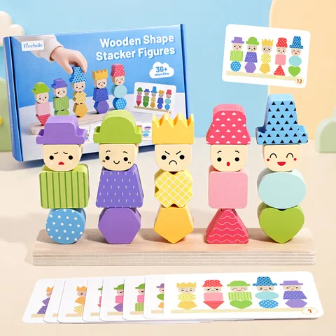 Hölzernes Montessori Stapelspielzeug Geometrische Form Matching Sortierblöcke Für Kleinkinder Bildung Farberkennung Puzzle