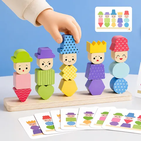 Hölzernes Montessori Stapelspielzeug Geometrische Form Matching Sortierblöcke Für Kleinkinder Bildung Farberkennung Puzzle