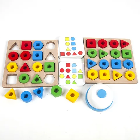 Wooden Geometric Shape Matching Battle Game Montessori Color Recognition Interactive Board Game Multiplayer Fun Gift