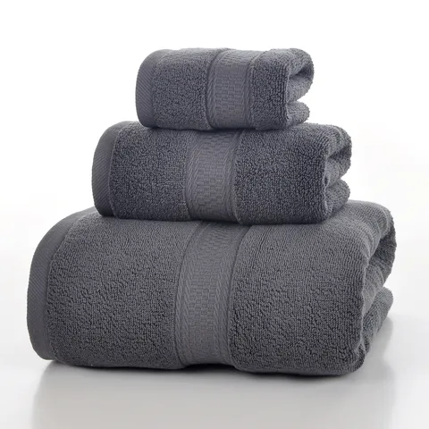 Pure Cotton Towel Set Bath Towel And Face Towel Soft Solid Color Absorbent Bathroom Home Textile Quick Dry