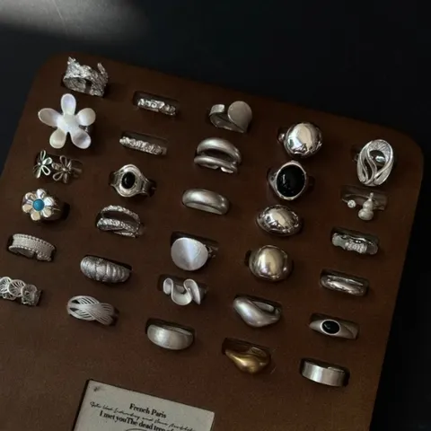 Franse Vintage Verzilverd Koper Open Ring Voor Vrouwen Gepersonaliseerde Zware Industriële Textuur Ins Stijl Minimalistische Geometrische Vingerring Sieraden