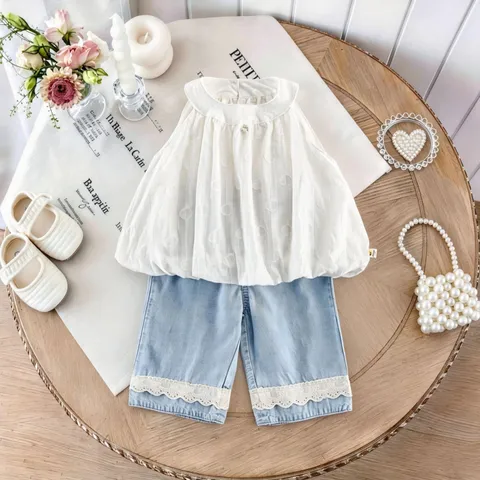 Toddler Girls Denim Shorts Summer Thin Casual Pants Cute Ruffle Lace Cotton Bottoms Children Fashion Summer Clothing