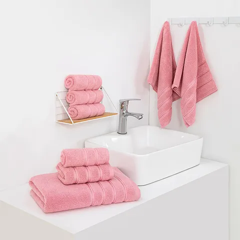 Pure Cotton Towel Set Soft Absorbent Bath Towel Face Towel Hand Towel Plain Color Jacquard Home Bathroom Hotel