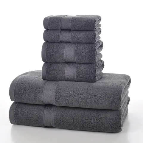 Serviette en Pur Coton Ultra Douce Très Absorbante Serviette de Bain Serviette de Visage Couleur Unie Luxe Salle de Bains Textile Maison