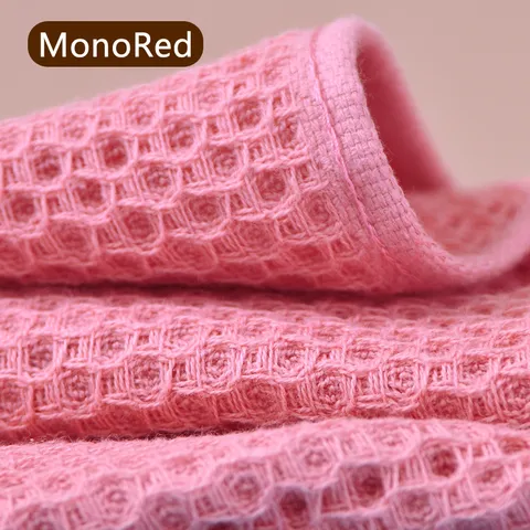 Serviette en Tissage Gaufré 100% Coton Niveau Nourrisson Couleur Unie Douce Absorbante Respirante pour Salle de Bain