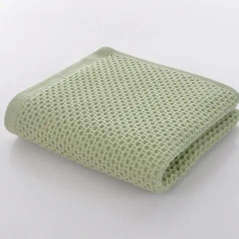 Serviette en Tissage Gaufré 100% Coton Niveau Nourrisson Couleur Unie Douce Absorbante Respirante pour Salle de Bain