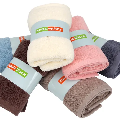 Ensemble de Serviettes 100% Coton Couleur Unie Doux Absorbant Serviette Visage Main Pour Salle de Bain Boîte Cadeau