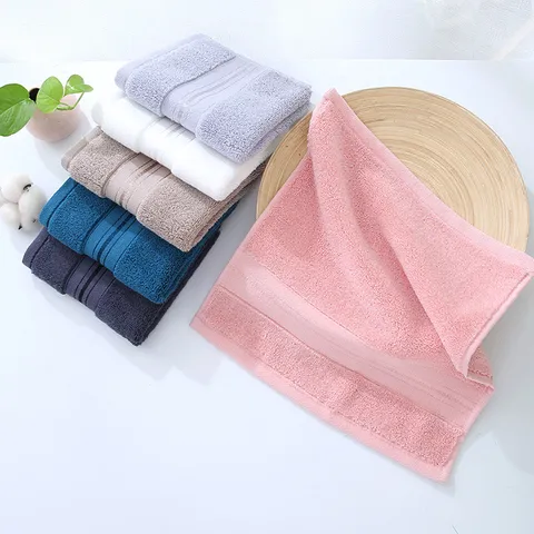 Serviette Carrée en Pur Coton Hôtel Maison Visage Serviette Douce Absorbante Rayée Gant de Toilette