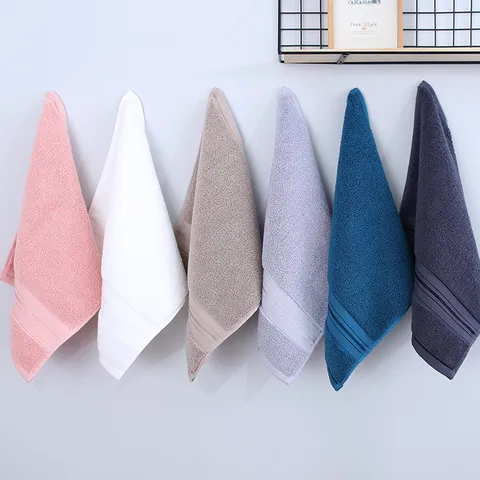 Serviette Carrée en Pur Coton Hôtel Maison Visage Serviette Douce Absorbante Rayée Gant de Toilette
