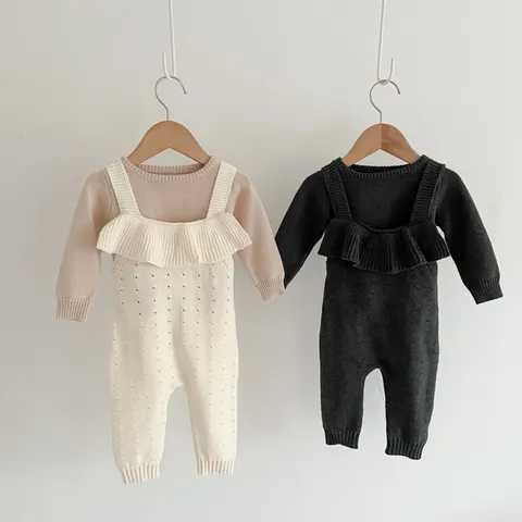 Nourrisson Bébé Manches Longues Col Rond Pull Couleur Unie Tricot Doux Coton Casual Mignon Basic Automne Pull