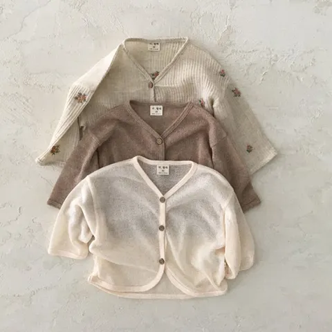 Infant Baby Summer Cardigan Cotton Breathable Sun Protection Top Newborn Knit Long Sleeve Cardigan Jacket