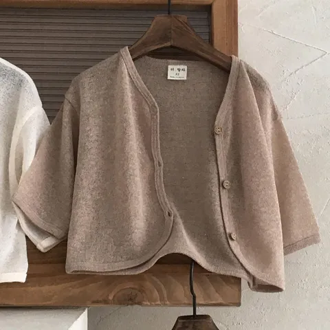 Infant Baby Summer Cardigan Cotton Breathable Sun Protection Top Newborn Knit Long Sleeve Cardigan Jacket