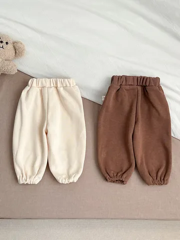Pantalon de Jogging Décontracté pour Bébé Enfant en Bas Âge Mignon Ours Broderie Coton Taille Élastique Pantalon Long