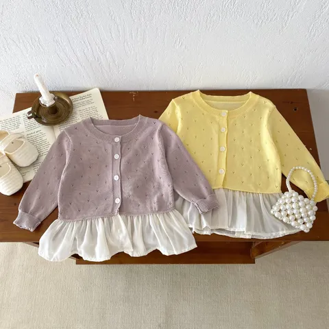 Toddler Girls Cotton Knit Cardigan Sweater Summer Thin Sun Protection Lightweight Outerwear Baby Kids Tops
