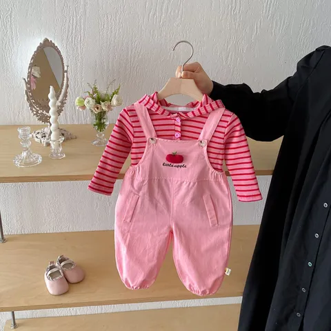 Conjunto de Ropa de Otoño para Niña Bebé Top con Capucha de Manga Larga y Peto